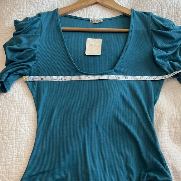 Intimately Free People So Fresh Puff Sleeve Bodysuit Larkspur Blue Medium New - Picture 8 of 11